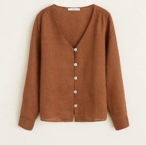 MANGO button linen blend blouse